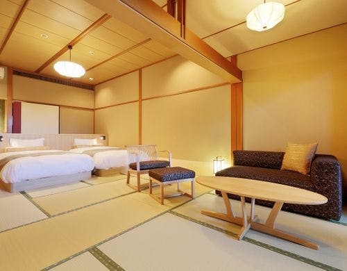 温泉露天風呂付ツインベッドモダン和室