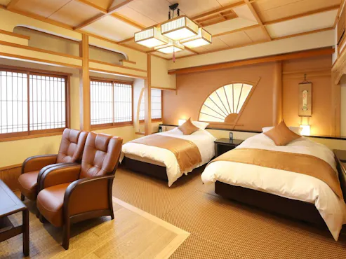 総檜風呂付モダンツインベットルーム