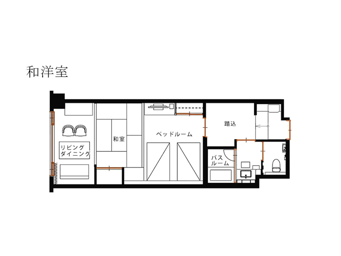 <夢大地>和洋室の客室レイアウト
