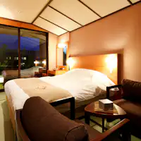 ห้องพักเตียงคู่พร้อมน้ำพุร้อนกลางแจ้ง (สำหรับ 2 ท่าน)