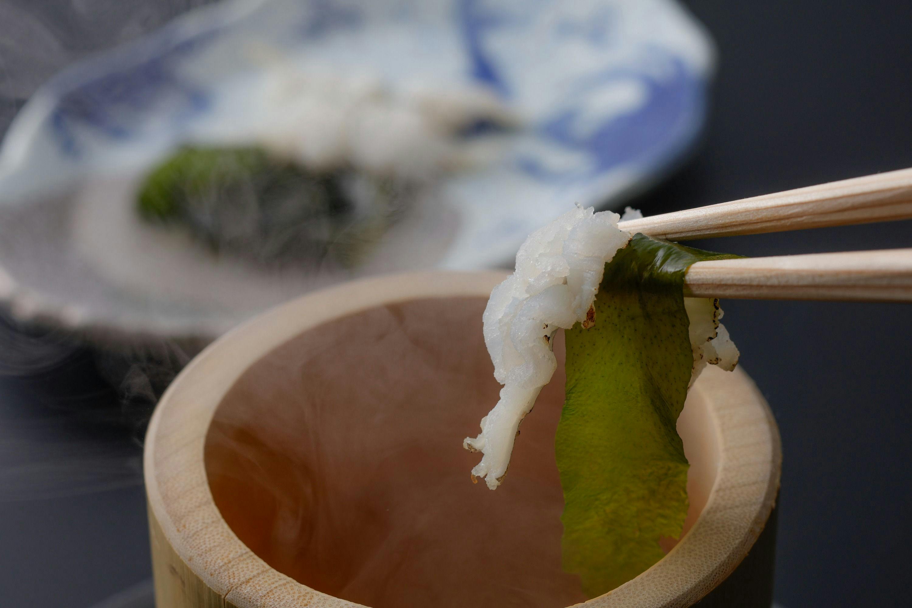 【夏・夕食】鱧の竹筒しゃぶしゃぶ［一例］