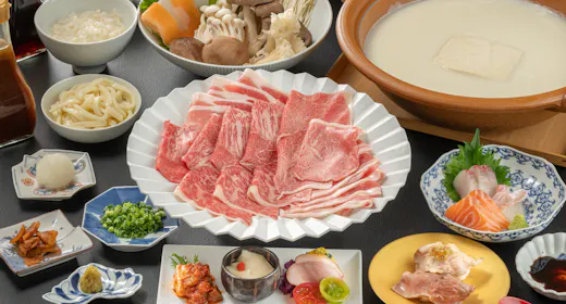 【夕食19:30お約束】ワンランク上の贅沢/人気No.1温泉湯豆腐と佐賀牛&若楠豚しゃぶしゃぶプラン