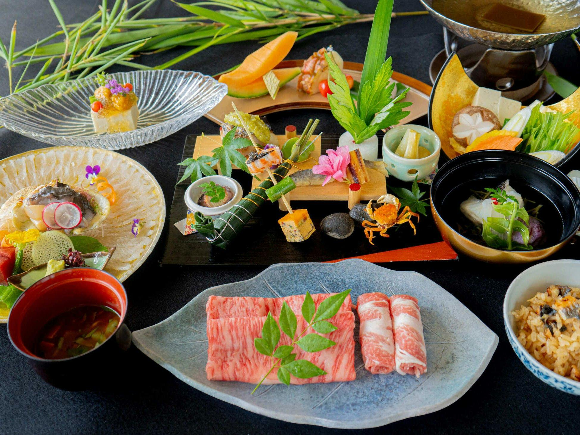【早割90・夕朝食付き】県産和牛と沖縄×北海道の恵みを味わう特選名嘉真会席プラン（D）／大浴場有
