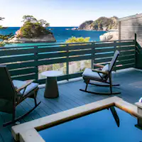 This is an example of an open-air bath in a guest room.