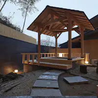 Exclusive stone garden open-air bath for maisonettes