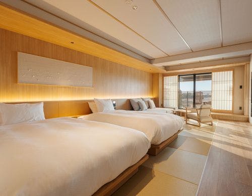 【温泉かけ流し檜露天風呂付】和洋室ツイン