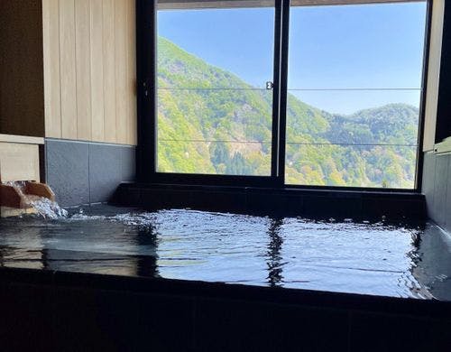 湯沢の町や三国連峰を一望できます