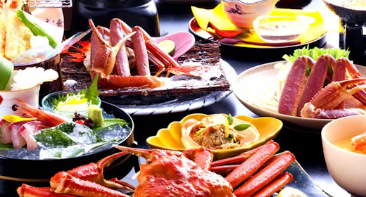 【8種の味わい蟹づくし】厳選・本ずわい蟹1人2杯相当!丸ごと姿ボイル蟹、炭火焼き蟹、蟹すき鍋、蟹釜飯