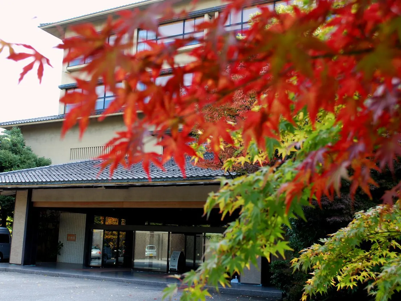 みどりの宿 萬松閣：紅葉と玄関