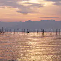 Pemandangan senja di Tasik Biwa