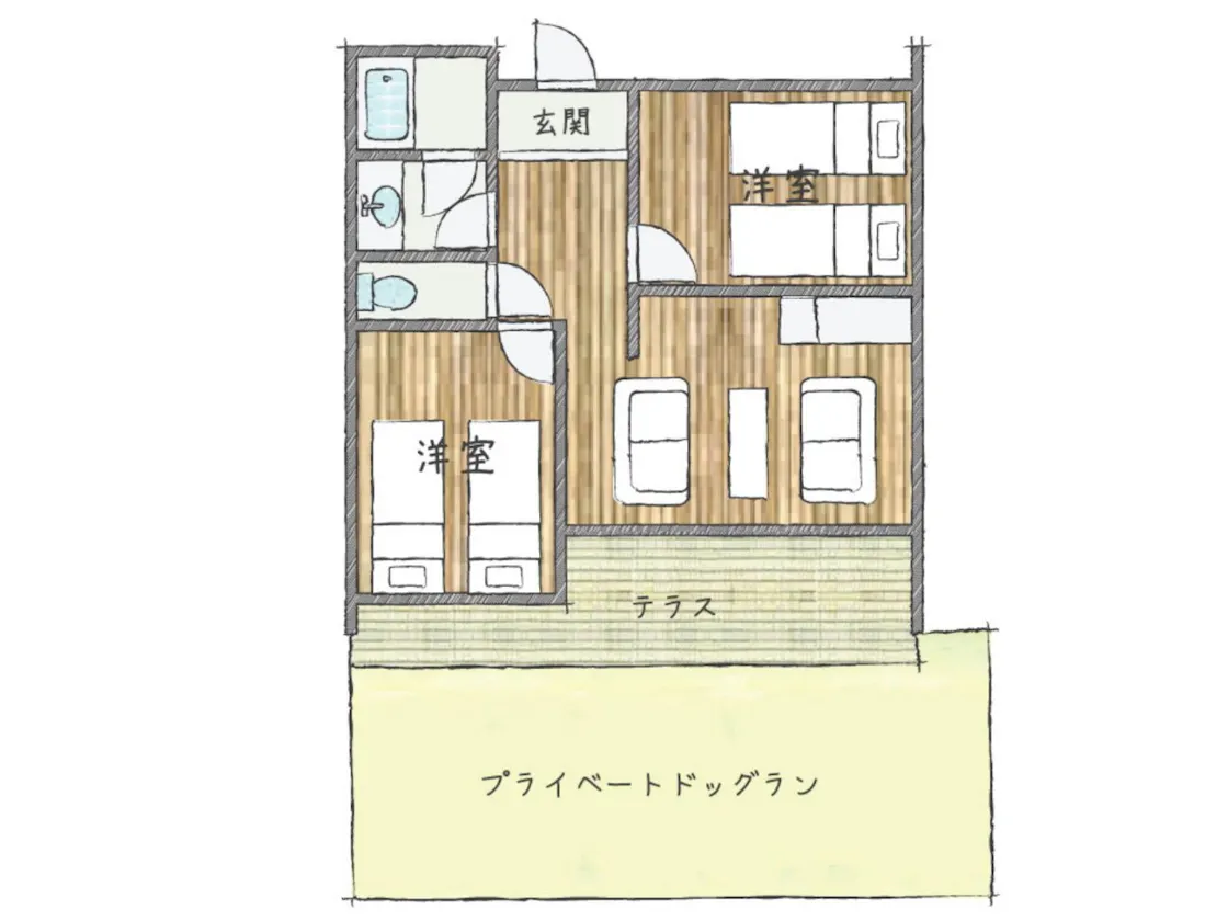 ドッグヴィラB1(1~4名様用)Part1間取り