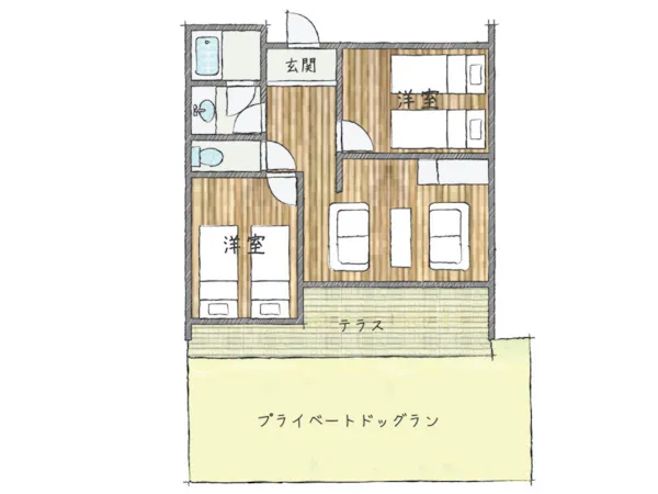 ドッグヴィラB1(1~4名様用)Part1間取り