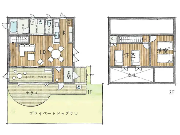 【温泉付貸別荘】Fタイプ間取り