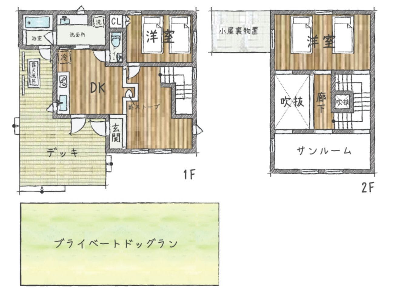 露天風呂付貸別荘 Mタイプ間取り