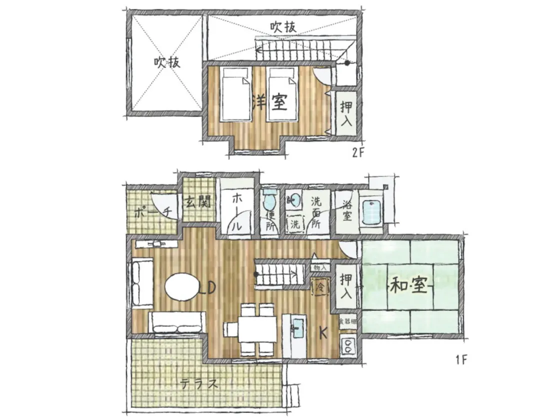 【温泉付貸別荘】Oタイプ間取り