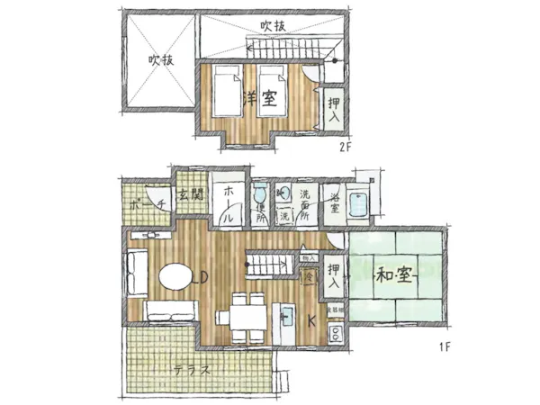 【温泉付貸別荘】Oタイプ間取り