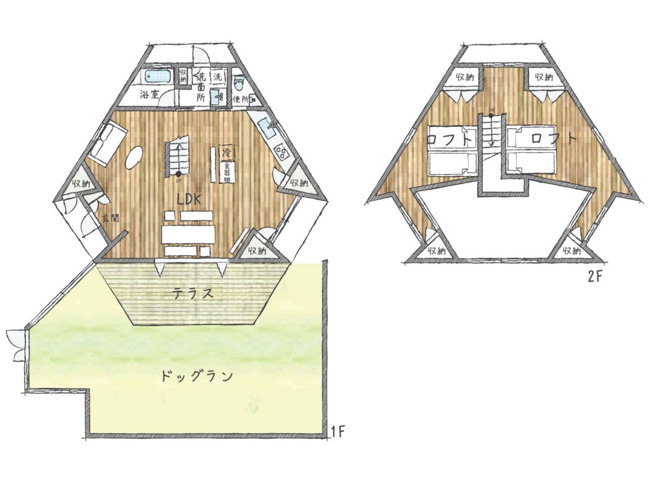 【温泉＋ロフト付貸別荘】Qタイプ間取り