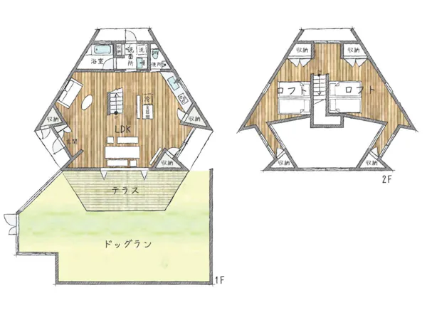 【温泉+ロフト付貸別荘】Qタイプ間取り