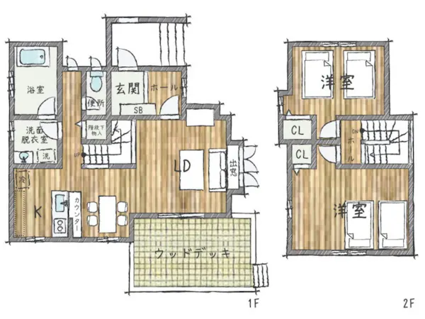 【温泉付貸別荘】Bタイプ間取り