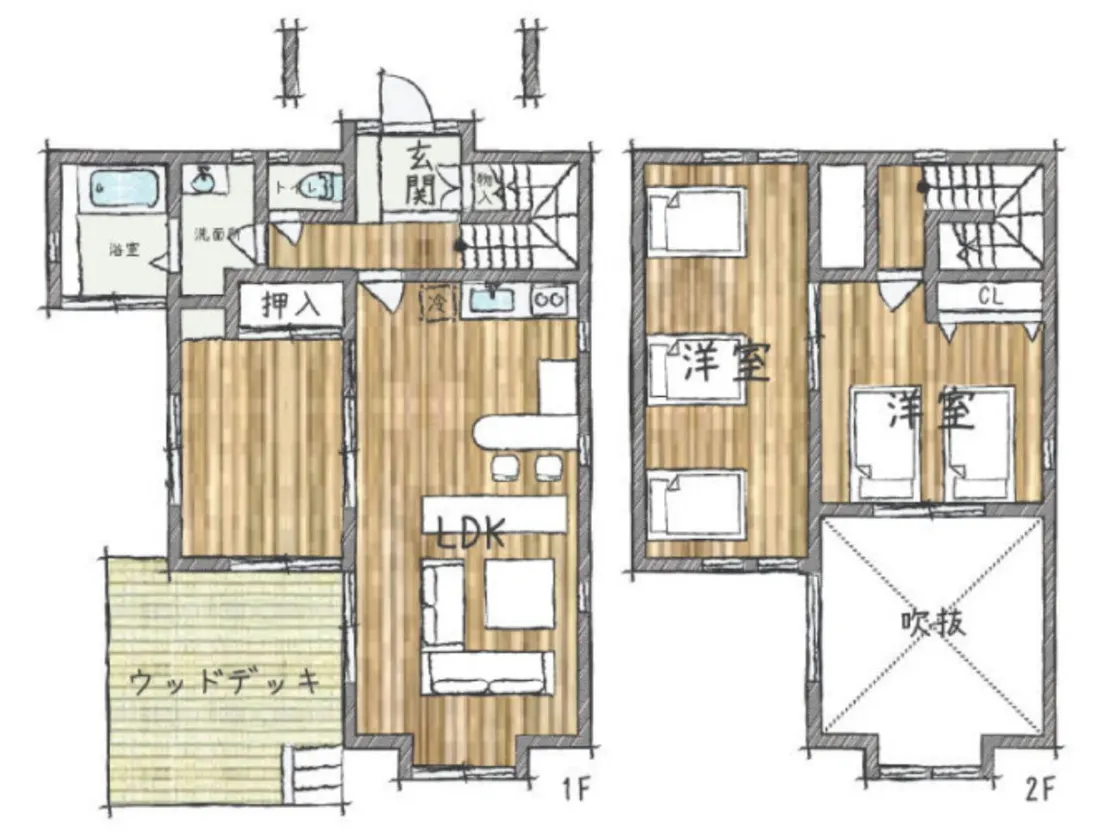 【บ้านพักให้เช่าพร้อมน้ำพุร้อน】แปลนห้องแบบ E