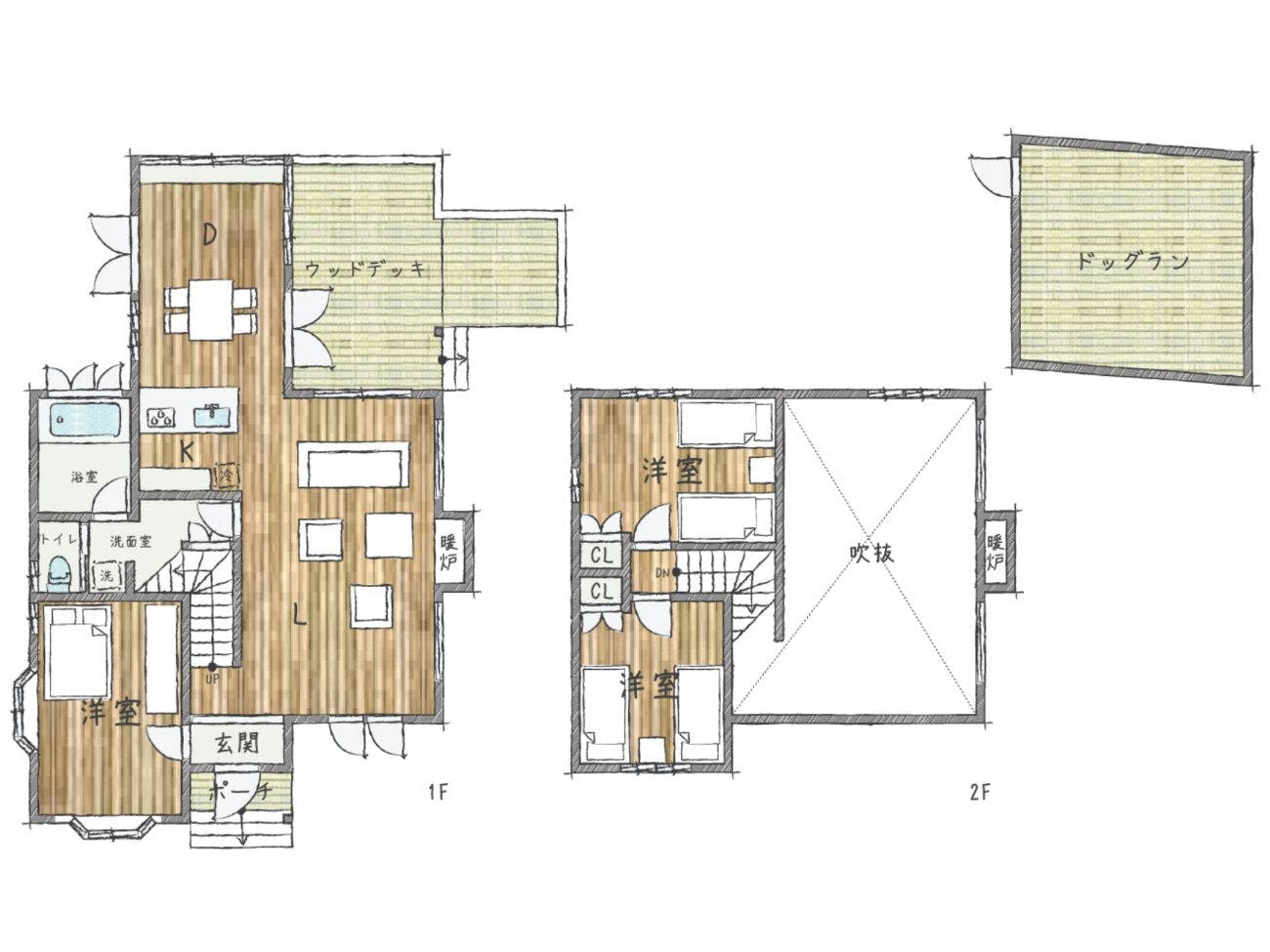 【温泉付貸別荘】Hタイプ間取り