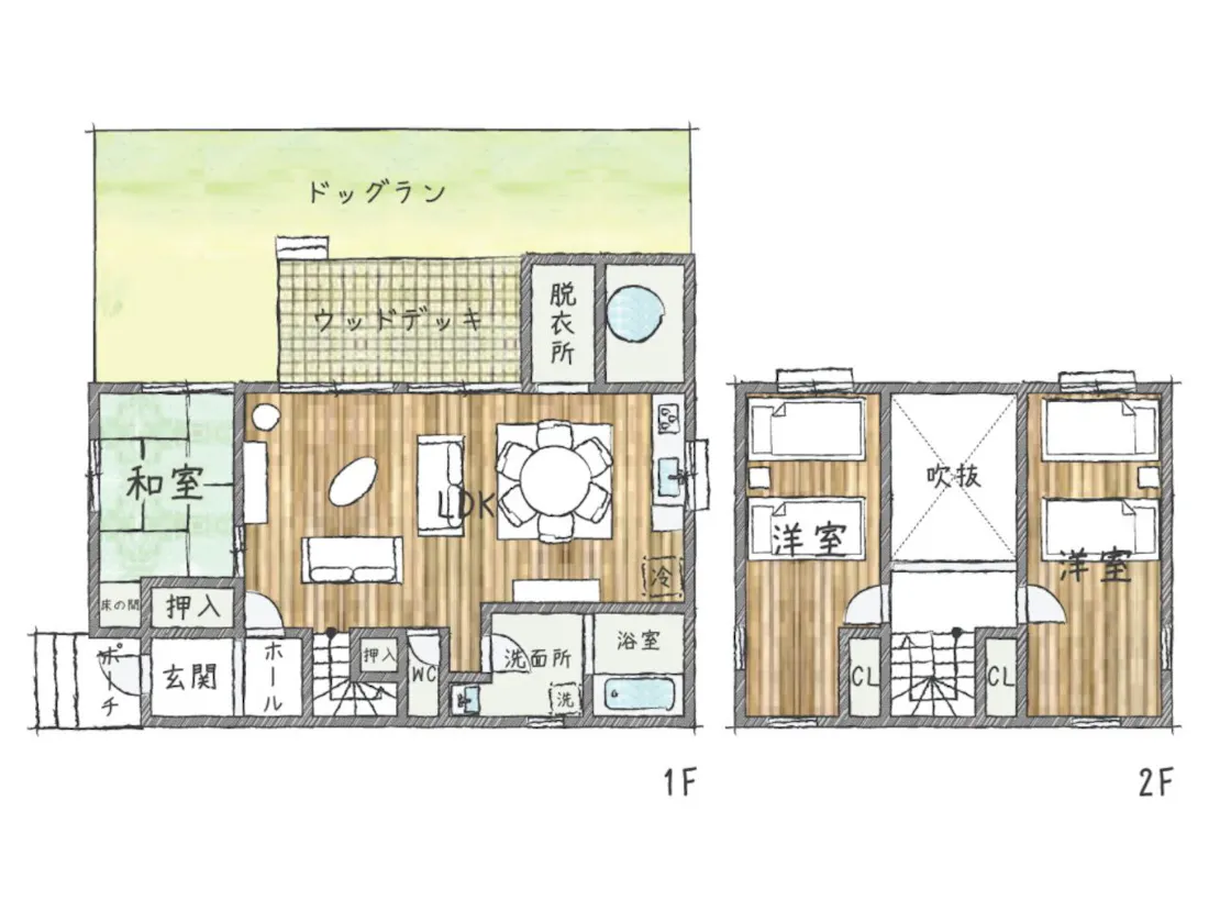 【露天風呂付貸別荘】Lタイプ間取り