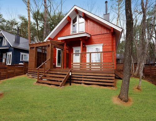 【露天風呂付ログプレミアム】木立