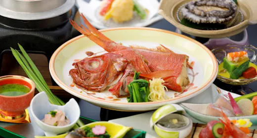 伊豆山温泉 和の饗宴プレミアムプラン~鮑の酒蒸し×金目半身煮付け~