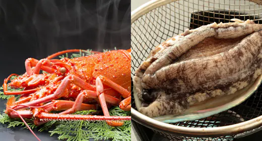 【鵜原館おすすめ】アワビ&2名に1匹400g越え特大伊勢海老&金目鯛の煮付けが付いた豪華絢爛プラン!