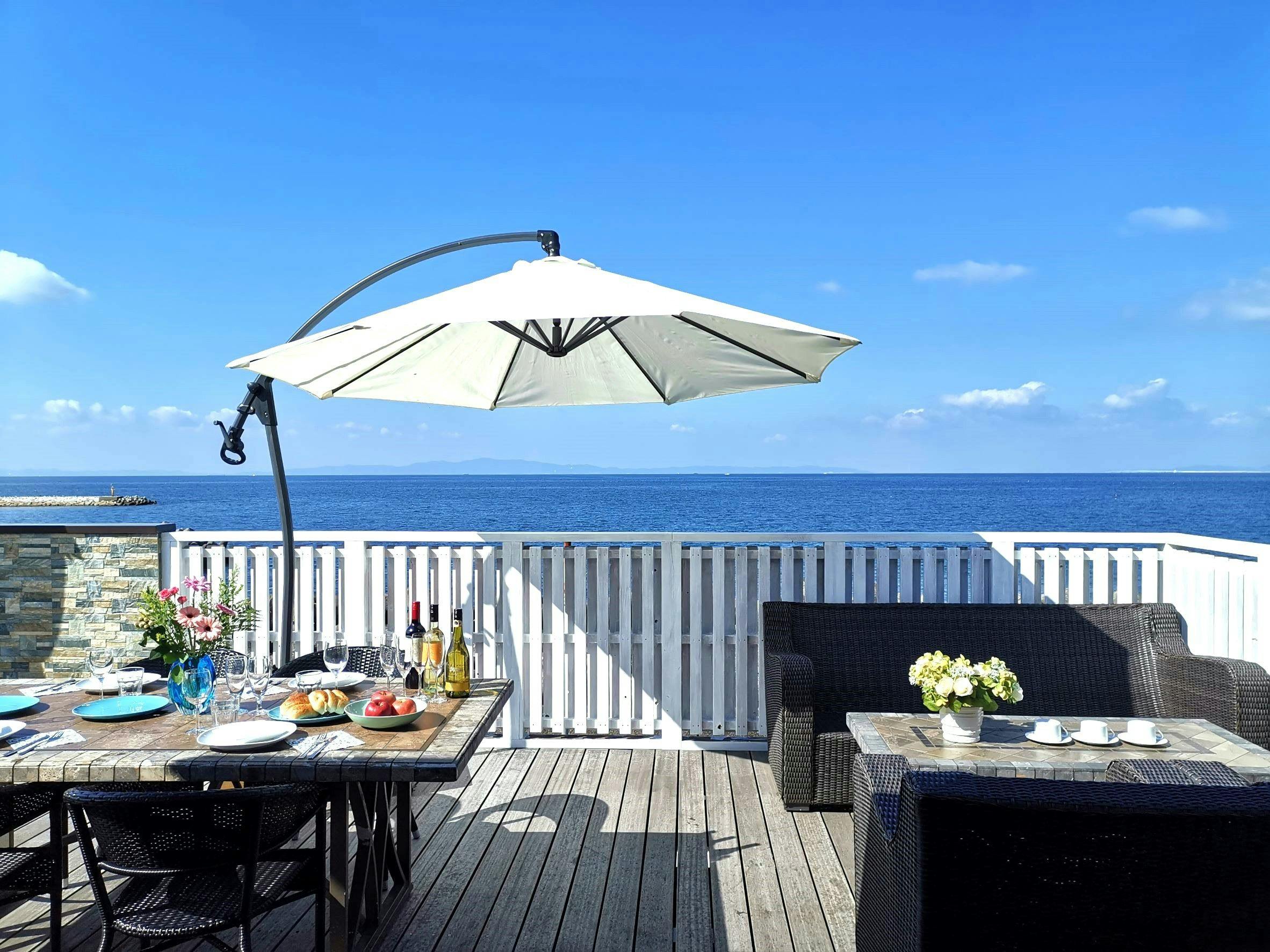 180度オーシャンビューのバルコニー