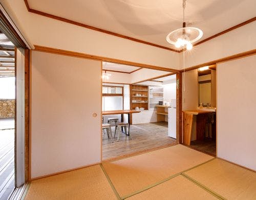 サンゴ石小屋のある宿