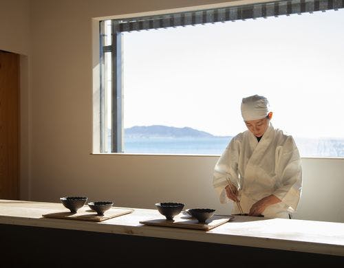 客室にて精進料理の朝食