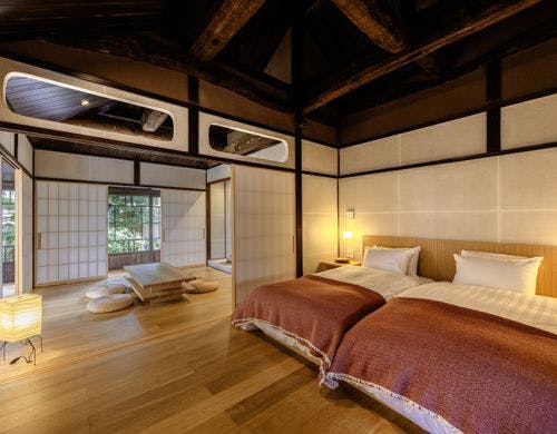 壱ノ庵の寝室とラウンジ