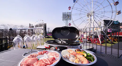 【夕朝食付き:BBQセット付】タンやカルビなどお肉の盛合せ&海鮮と野菜盛合せプレート(返金不可)
