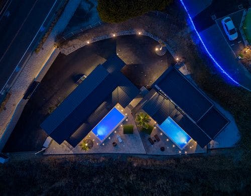 夜のライトアップ（上空から）