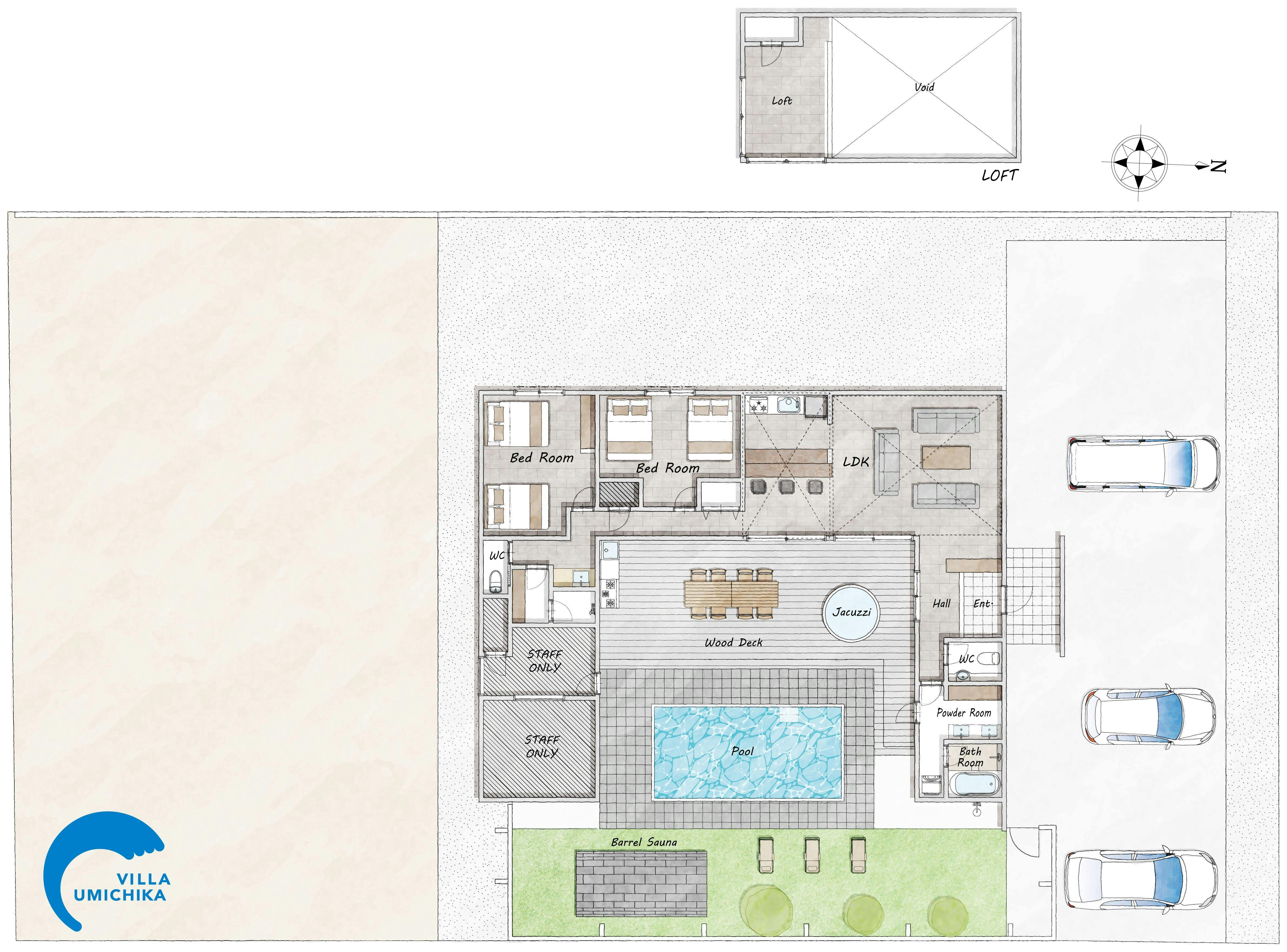 POOL & SAUNA VILLA 6885｜施設レイアウト