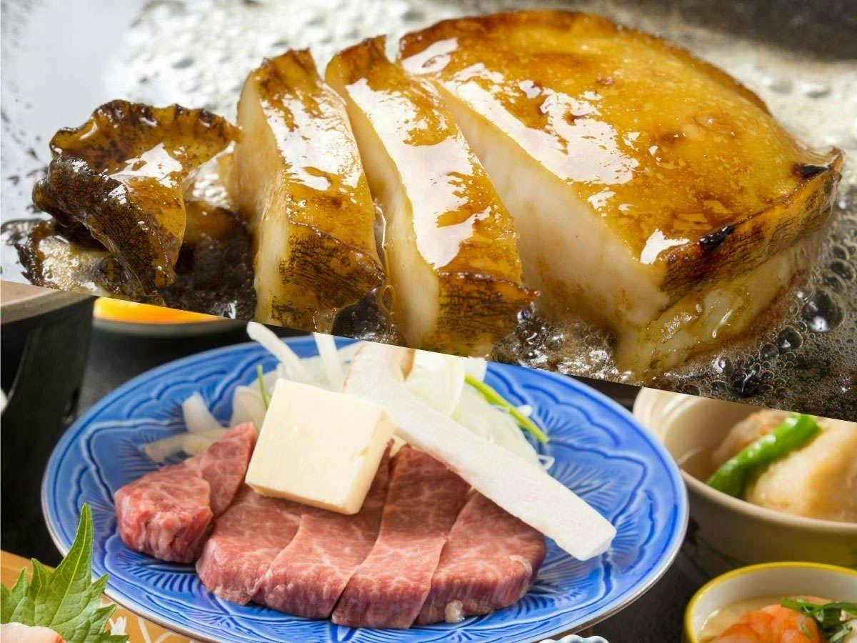 メインが選べる和牛ステーキ　鮑ステーキ