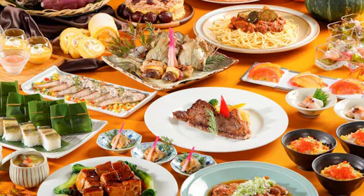 【夕・朝食付き】秋刀魚笹寿司やおでん、秋の味覚が満載のスイーツを味わうディナーブッフェ付