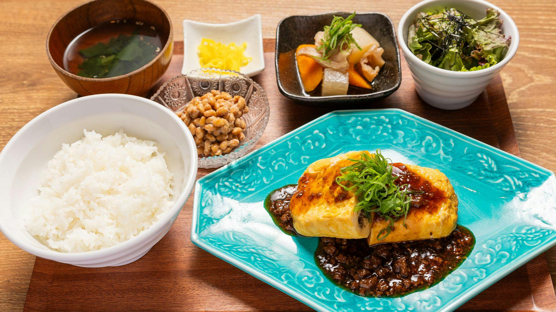 和牛しぐれのあんかけたまご焼き定食