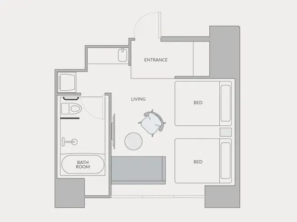 Universal with Heralbony:客室の間取り図