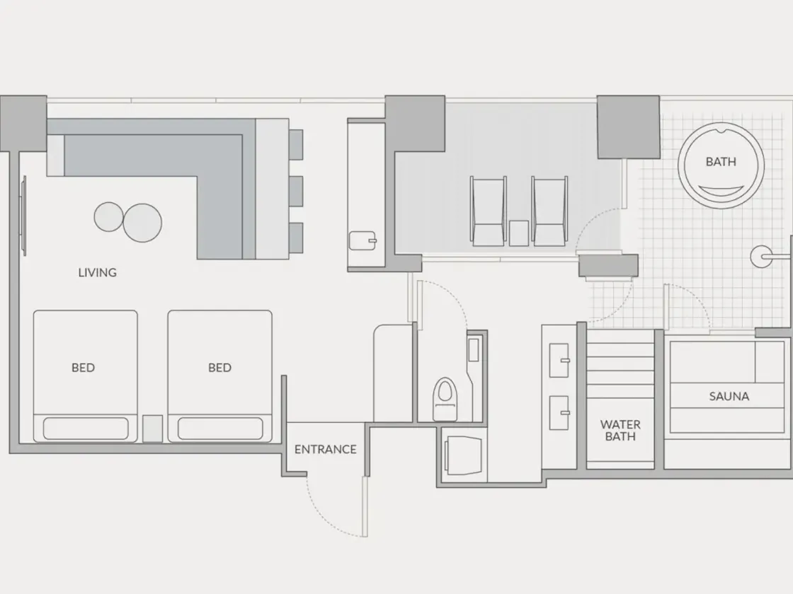 Sauna Twin Suite:客室の間取り図