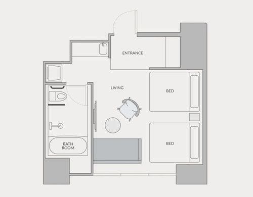 Universal with Heralbony:客室の間取り図