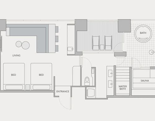 Sauna Twin Suite:客室の間取り図