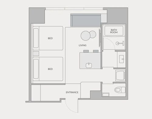 Twin: 客室の間取り図