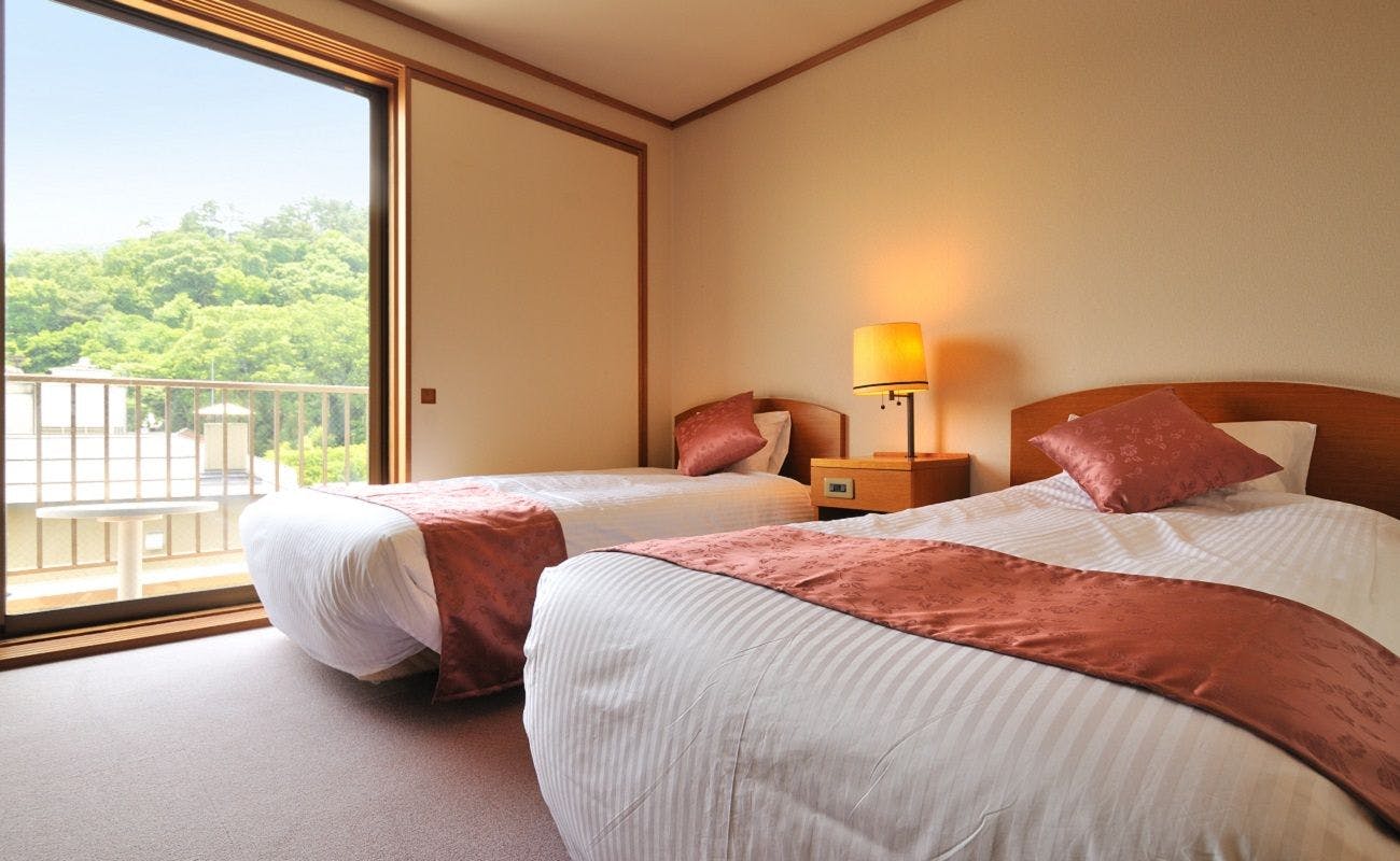 Kamar gaya Jepang dan Barat di Misaka-kan, tempat tidur, bebas rokok