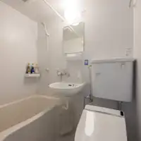 ห้องน้ำเดี่ยวพร้อมอ่างอาบน้ำขนาดกลาง