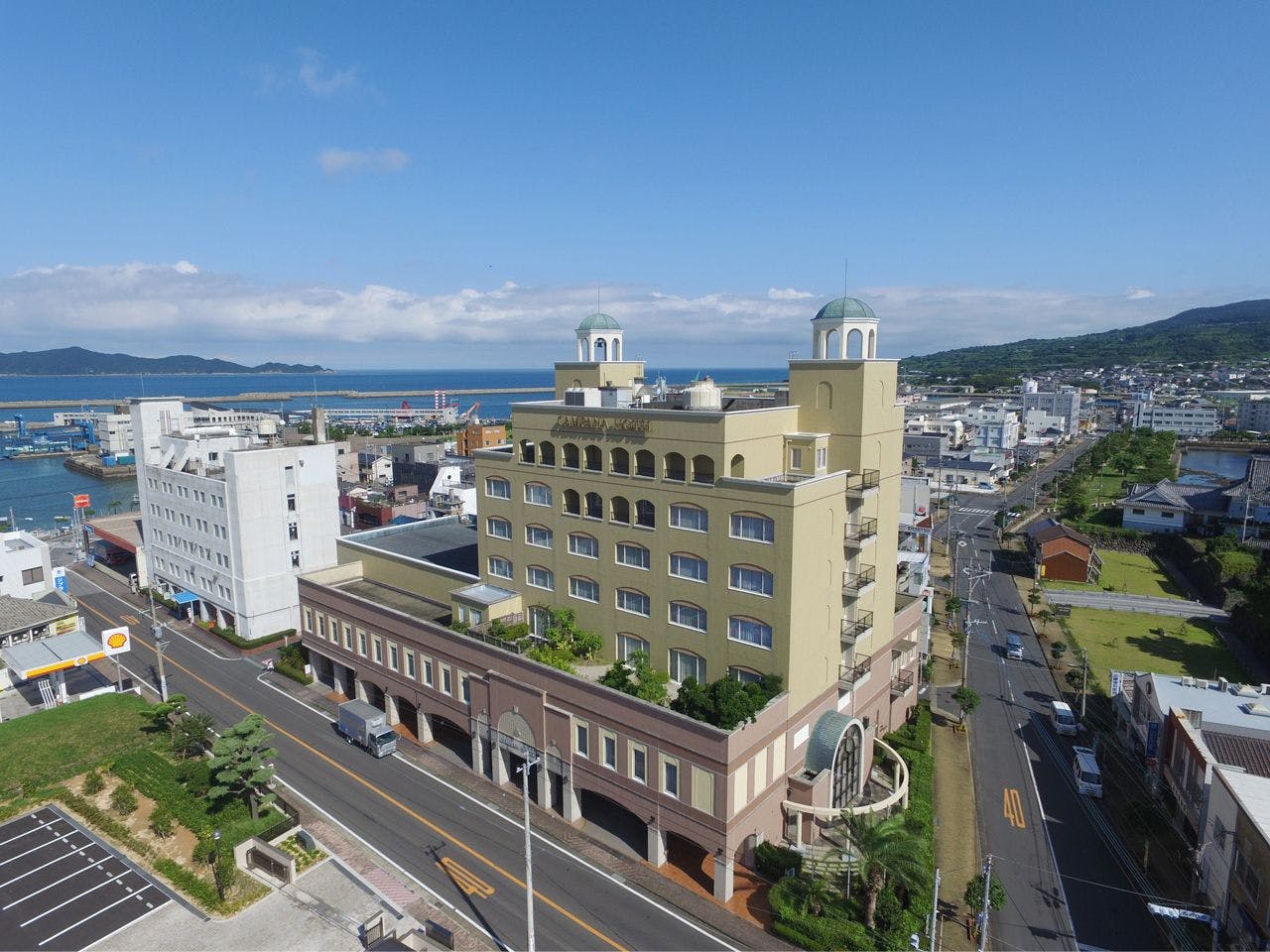 จากท่าเรือฟุคุเอะถึงโรงแรมใช้เวลาเดินเพียง 6 นาที