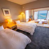 Kamar bergaya Jepang dan Barat dengan pemandangan laut