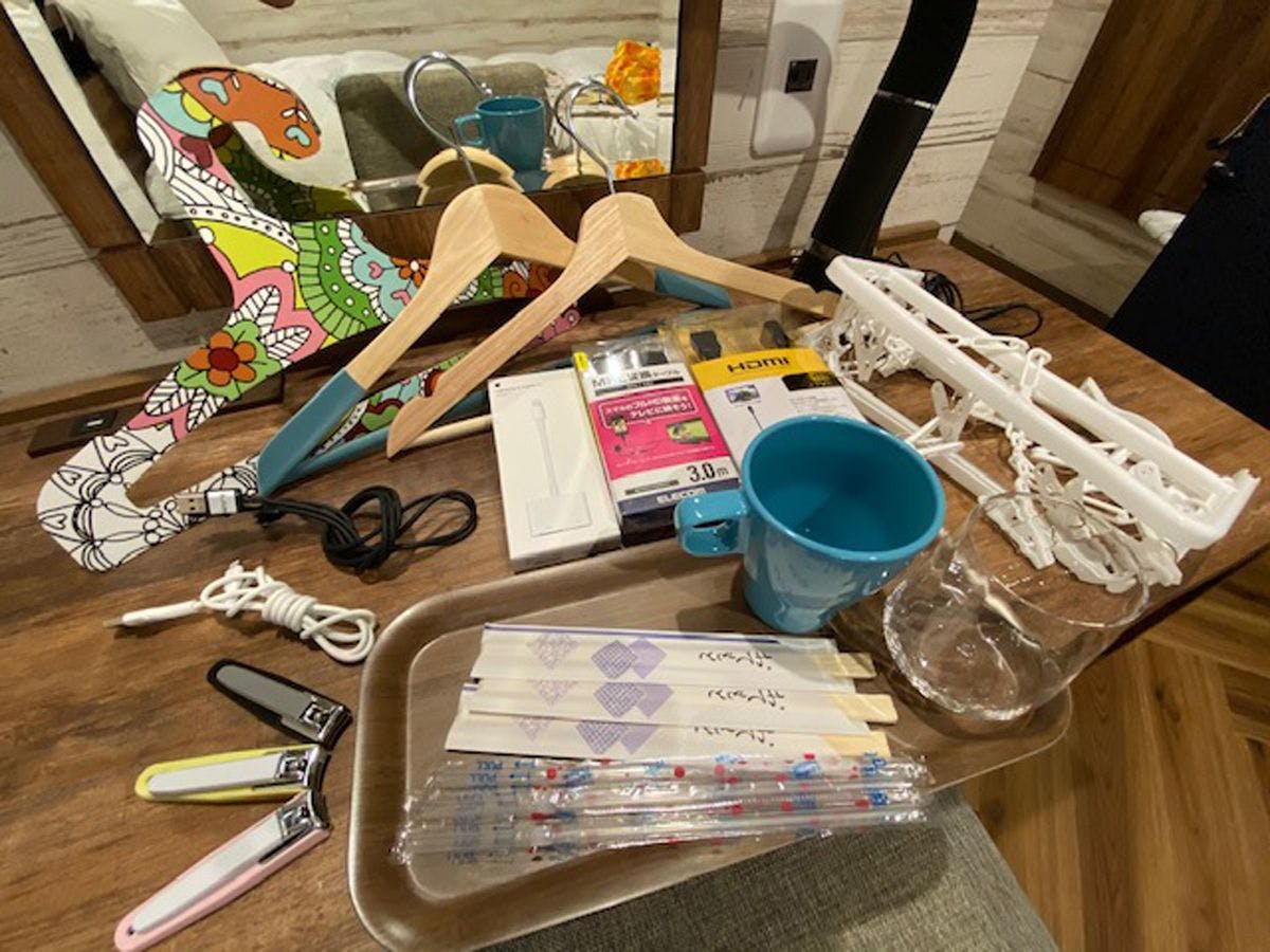 充電線、指甲剪等豐富的租借物品。