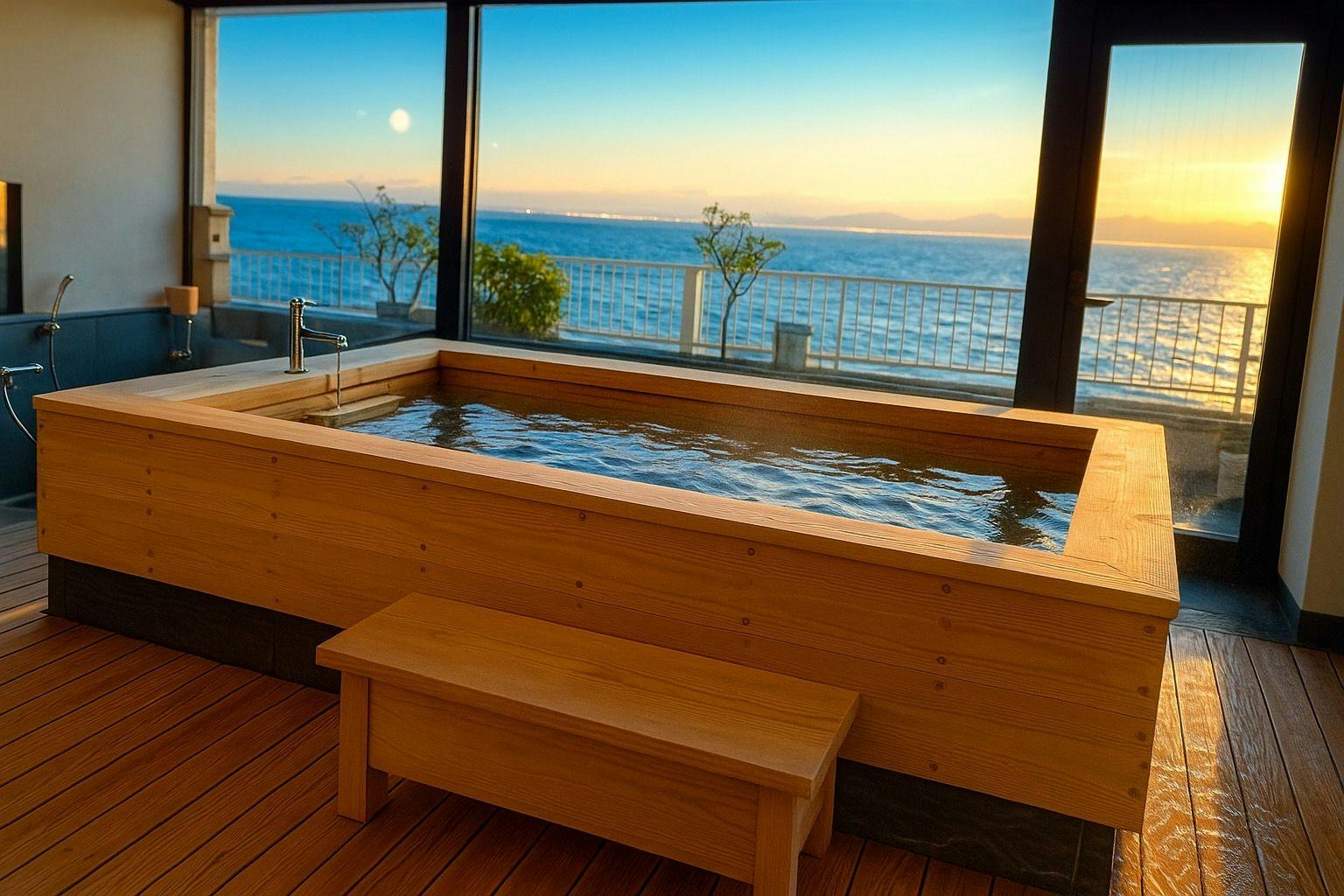 อ่างอาบน้ำไม้ฮิโนกิส่วนตัว